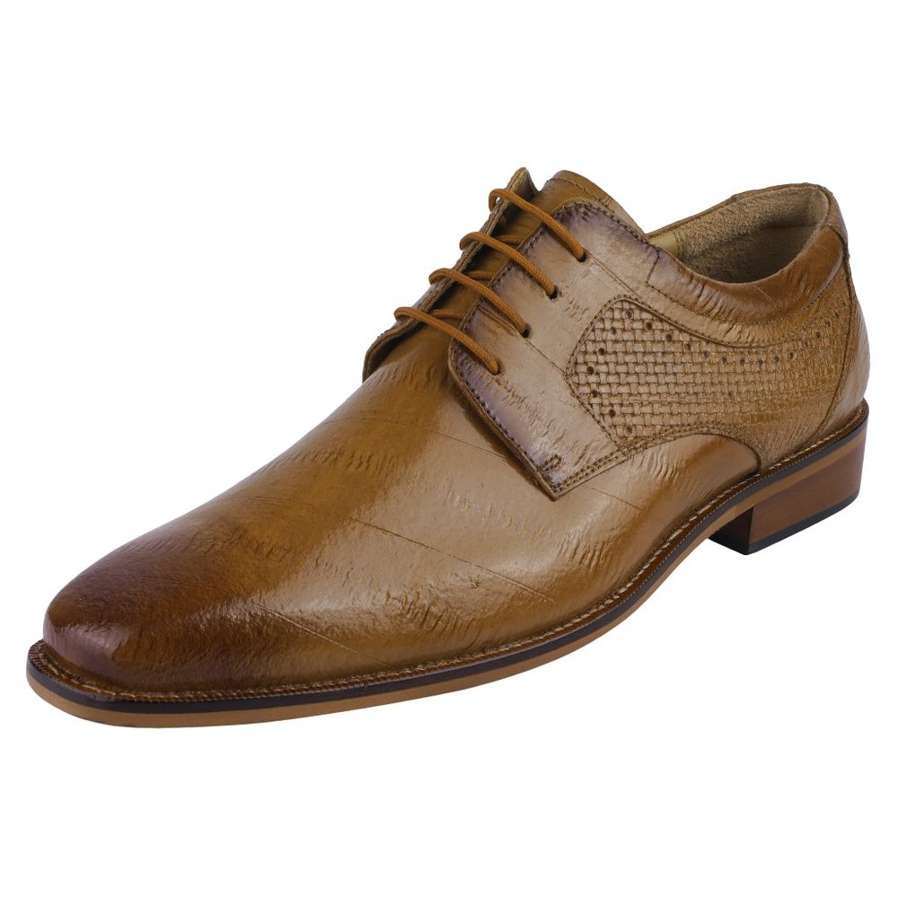 LIBERTYZENO Mens Knitted Design Genuine Leather Lace Up Oxford Dress Shoes